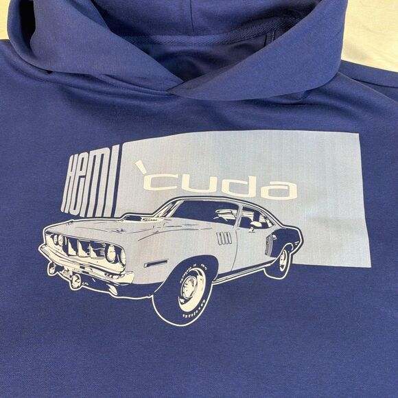 Mopar Plymouth Hemi Cuda 2XL Pullover Hoodie Blue Muscle Car Stellantis